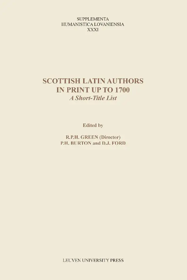 Scottish Latin authors in print up to 17
