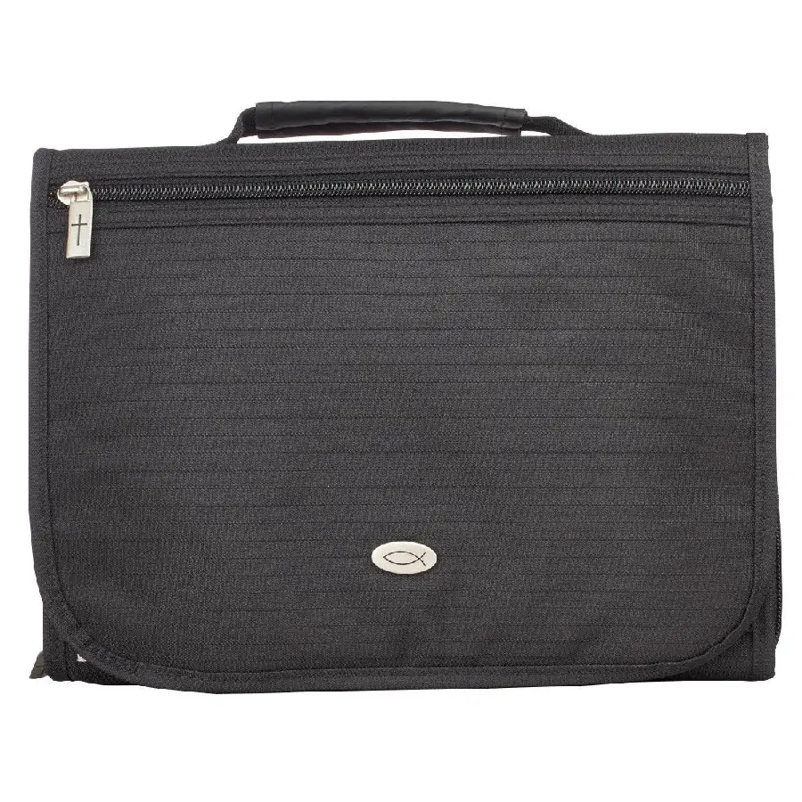 Bibelhülle mit Fisch (Schwarz, Polyester