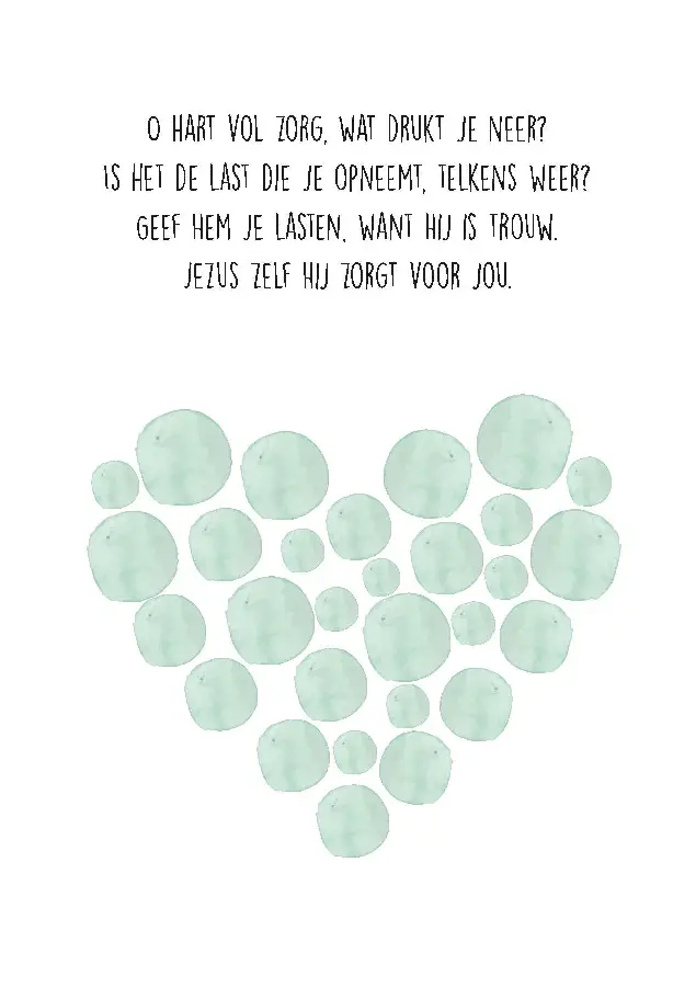 Wenskaart O hart vol zorg, wat drukt je