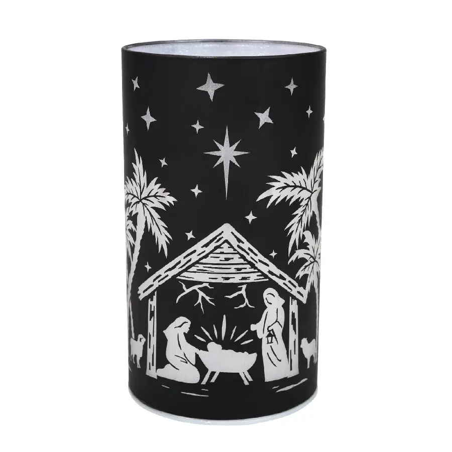 Led Windlicht Kribbe Zwart groot 8x15cm